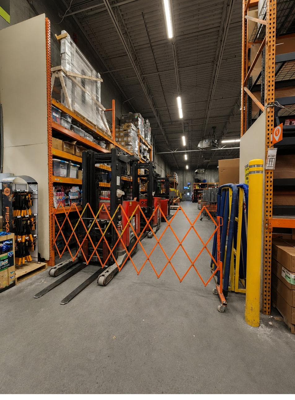 Gated Receiving area at the back of a Home Depot store