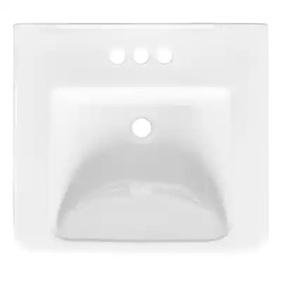 Fiona 7.28 in. Pedestal Sink Basin in White Fine Fireclay with 4 in. Faucet Spread