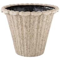 Lachlan Large Beige Lavastone Round Planter With Drainage Plug (16 in. L X 16...