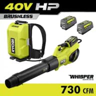 40V HP Brushless Whisper Series 190 MPH 730 CFM Leaf Blower and Backpack Battery w/ (2) 6.0 Ah Batteries & Charger