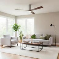 Lacave 52 in. Integrated LED Indoor Brushed Nickel Flush Mount Ceiling Fan Wi...