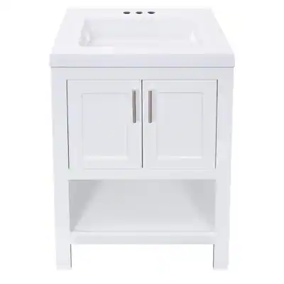 Spa 24.5 in. W x 18.75 in. D x 35.5 in. H Single Sink Bath Vanity in White with White Cultured Marble Top