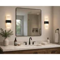 Twin Pack 9 in. 1 Light Black LED Rechargeable Sconce Light With Frosted Acry...