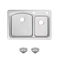 Pro 33 in. Drop-In / Under Mount Double Bowl 18 Gauge Stainless Steel Kitchen...
