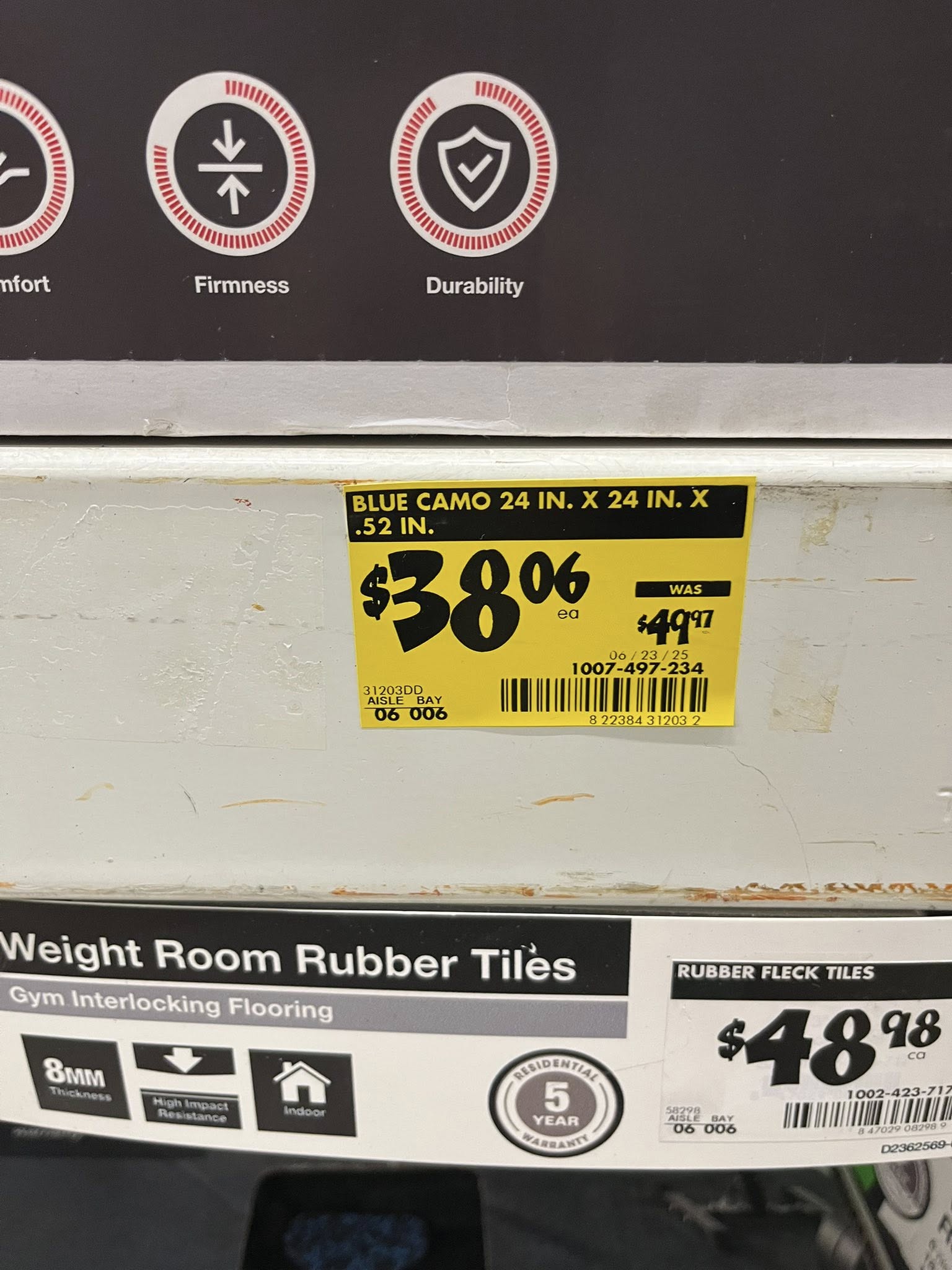 Home Depot clearance label showing $150.03 with WAS $599.00